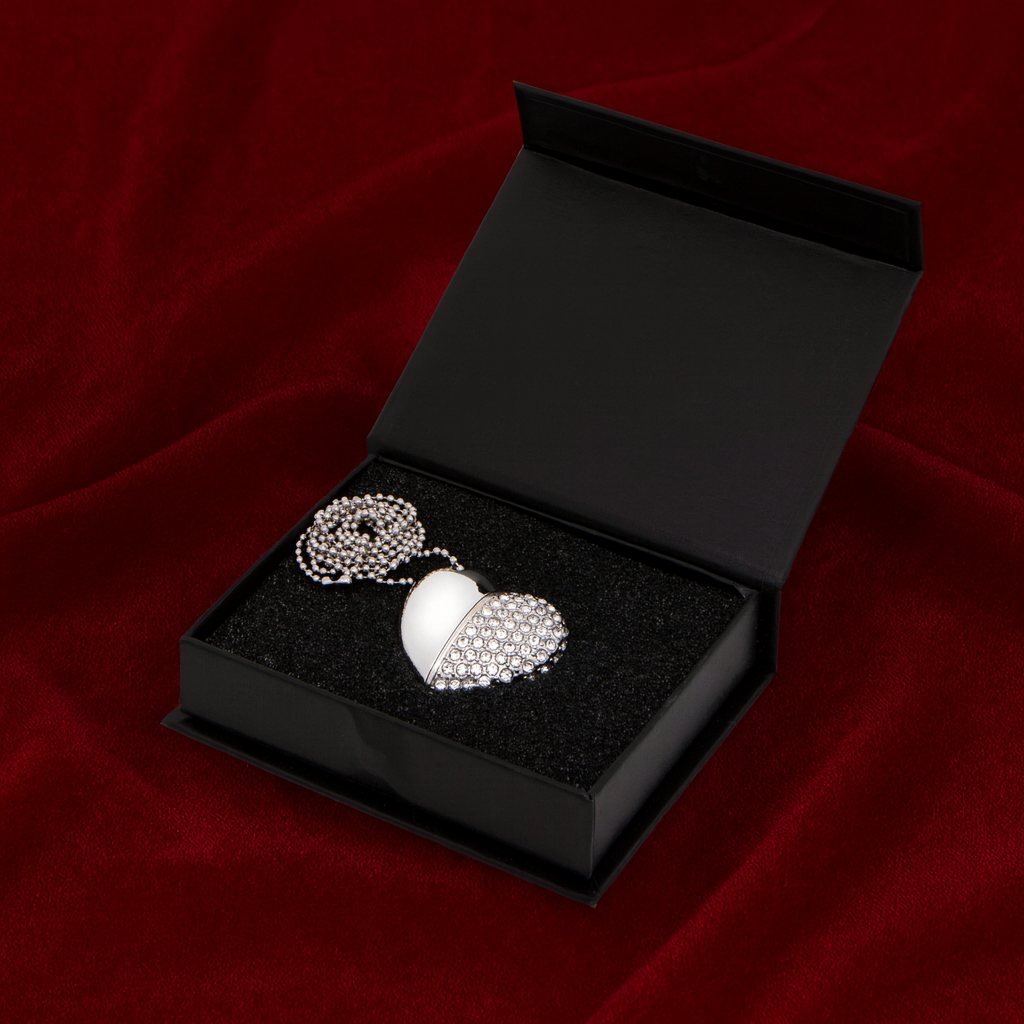 Black Flip Heart USB Presentation Box