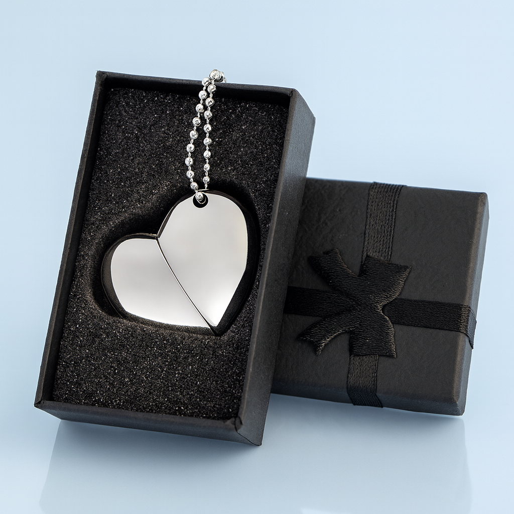 Black Bow USB Heart Presentation Box