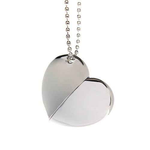 Smooth Silver Heart USB Flash Drive