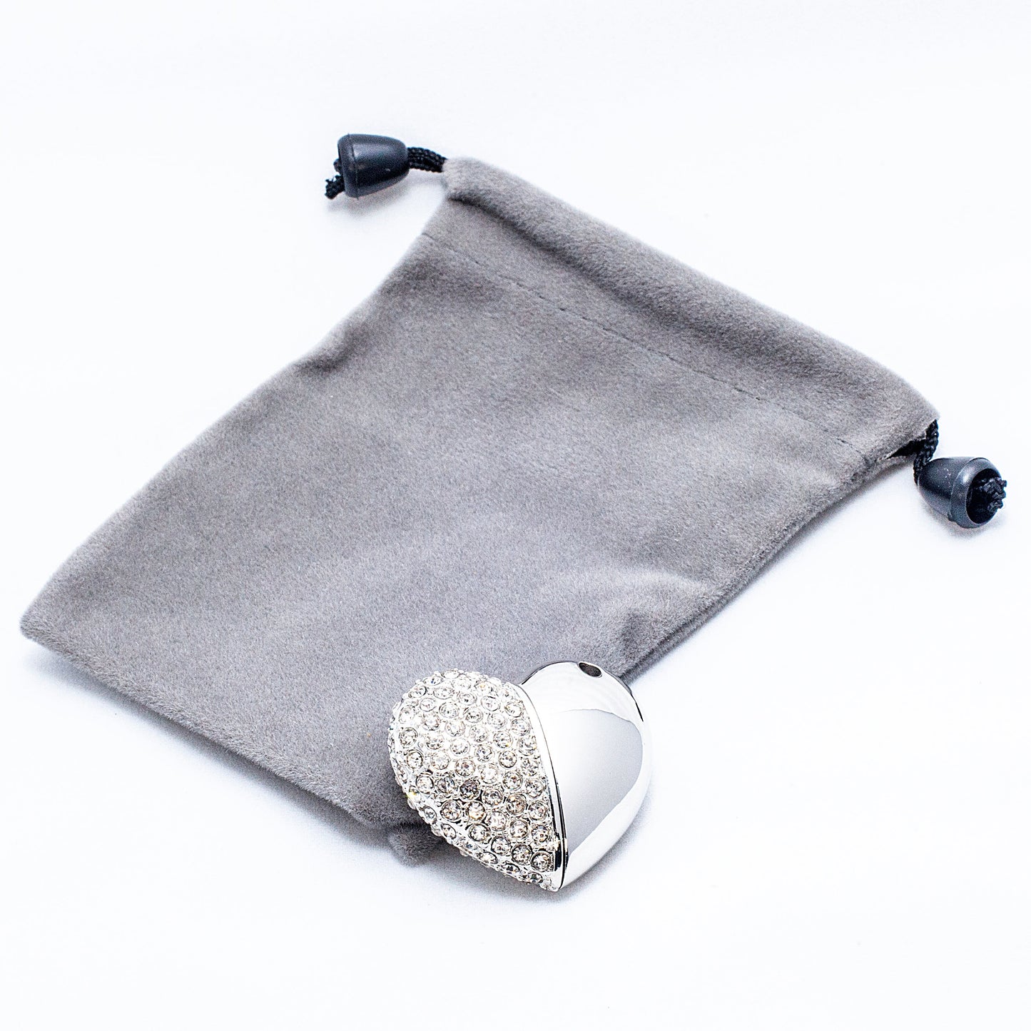5 x USB Drawstring Gift Pouch - Grey Velvet